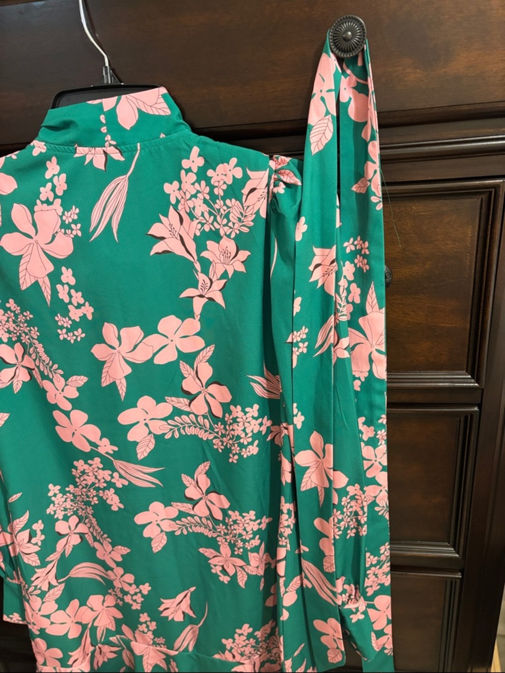 SHEIN Green Dress with Pink Floral Tie-Neck - Picture 6 of 6